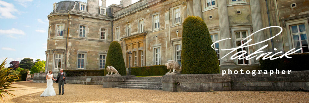 Bride and groom wedding, holding hands, Luton hoo, exterior, sunny day