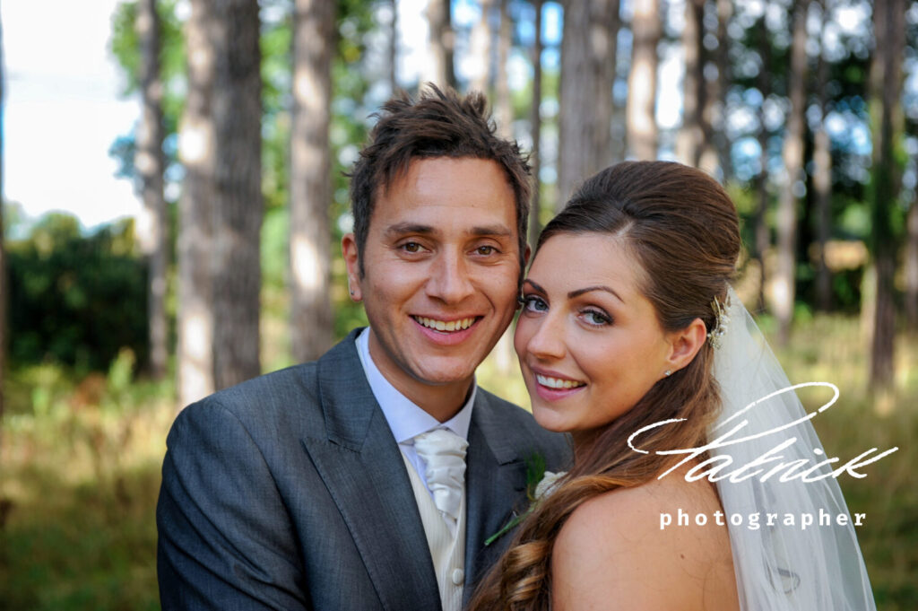 bride and groom, fanhams, grounds, trees