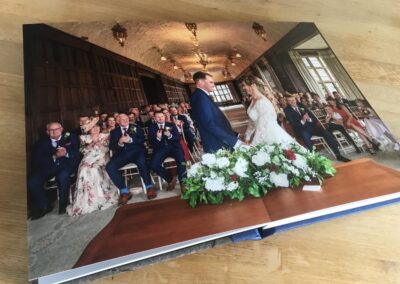 ceremony room, great hall,,lay flat professional photo style printed photograph book, loxley, royal blue finish