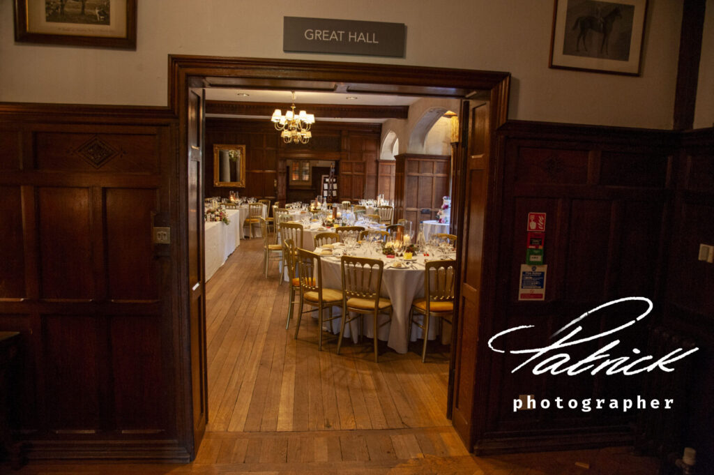 lanwadeshall, great hall entrance, view, wedding breakfast, top table