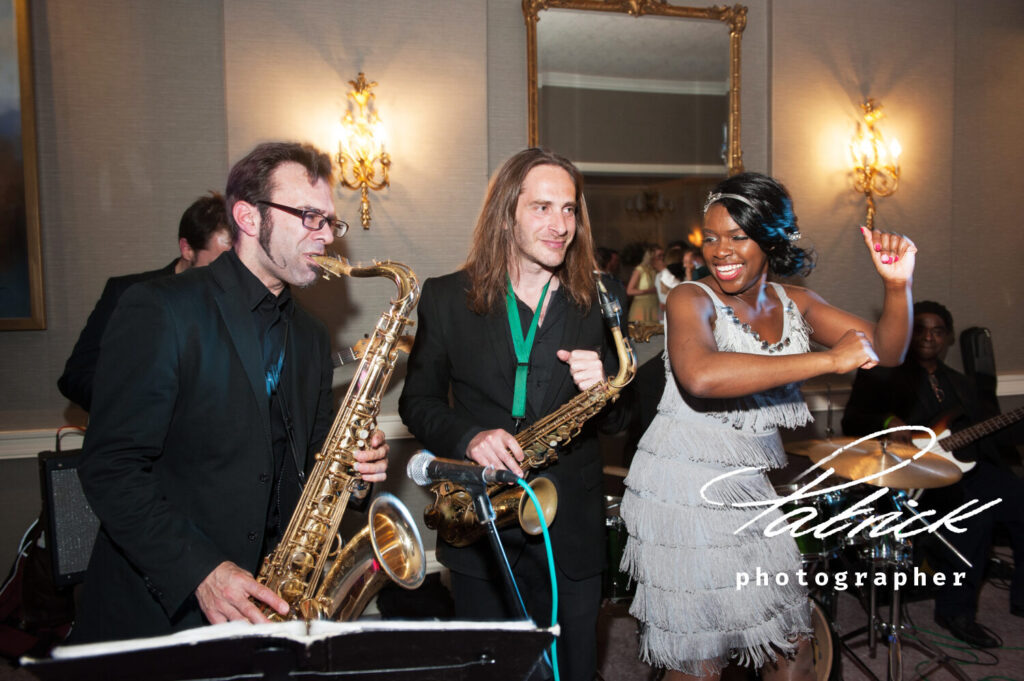 st Michaels manor interior party wedding saxophonists drums guitar singer dancer