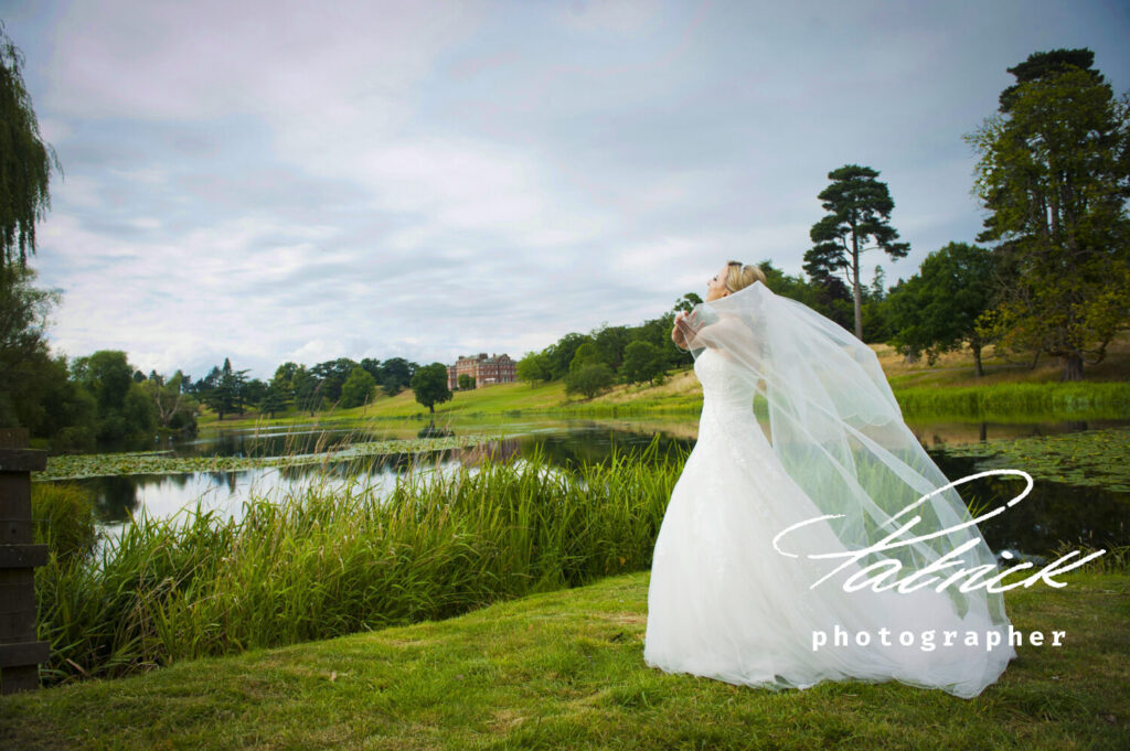 bride veil brocket hall grounds lake