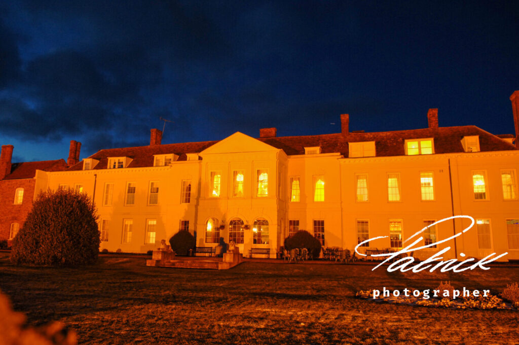 exterior of Gosfield Hall at night